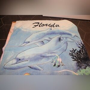 Florida Coral Dolphin-Print Cotton Beach Towel